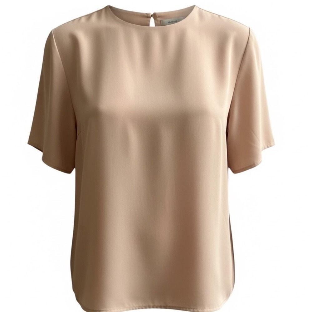 Jack‎ Mulqueen Vintage Keyhole Back Blouse Blush Beige Womens Size Medium